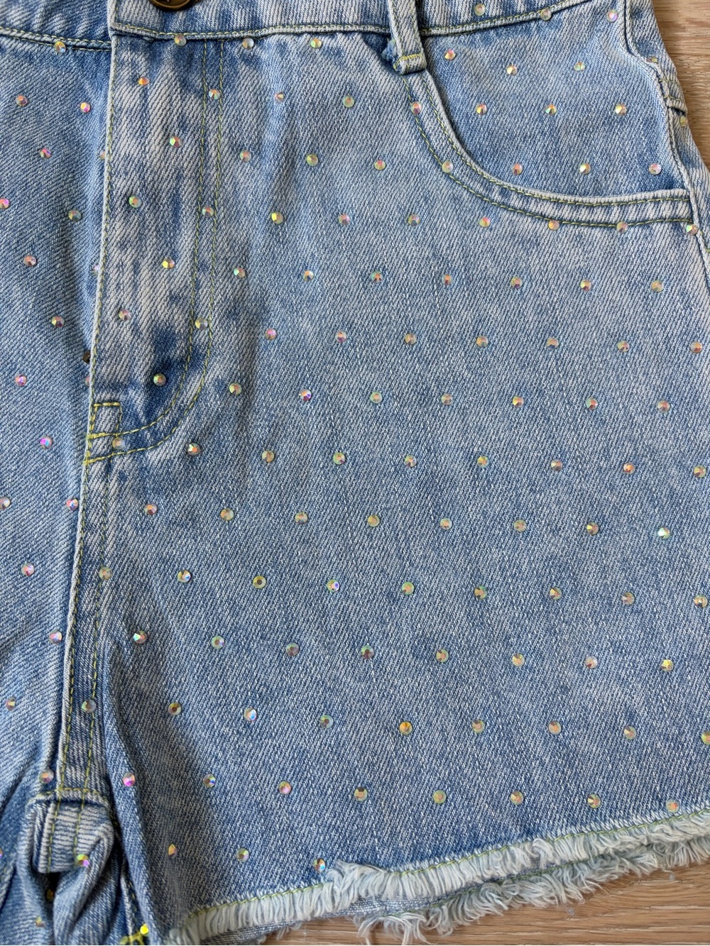 Lola + The Boys Rhinestone Denim Shorts Girls Size 14 NWT $58 Heart Pockets*U15 - Picture 3 of 4